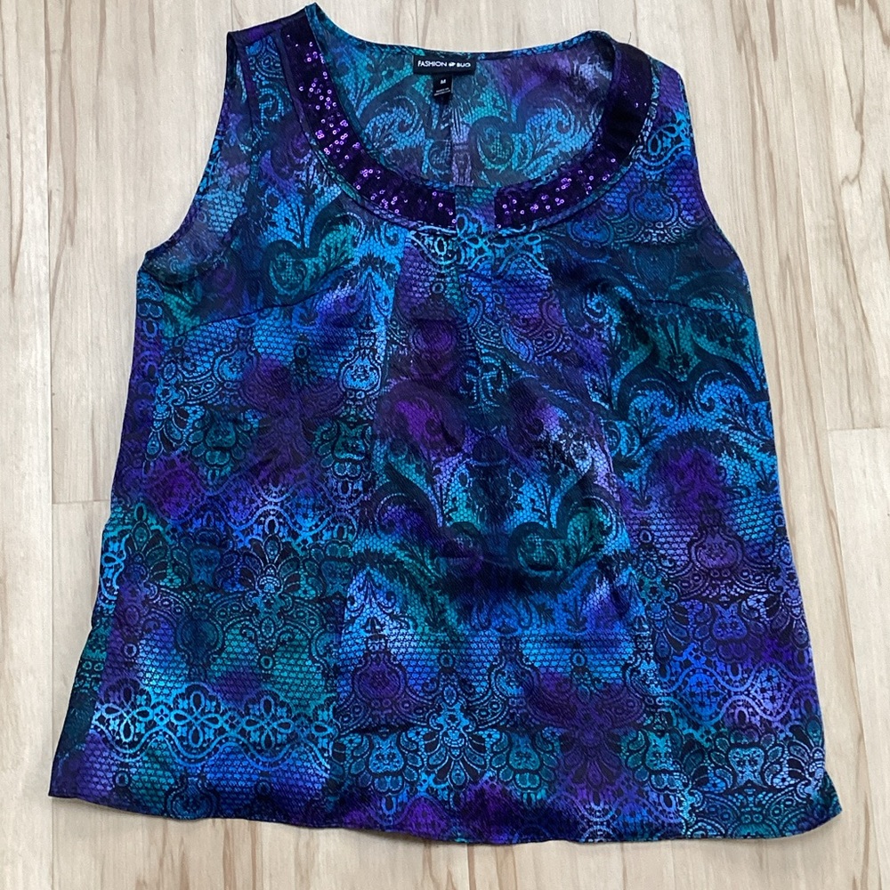 Fashion Bug Blue‎ and Purple Sleeveless Blouse